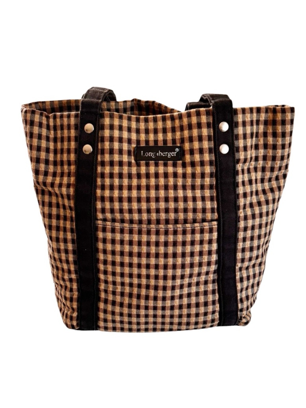 Longaberger Homestead Primitive Gingham Fabric Small Tote Bag
